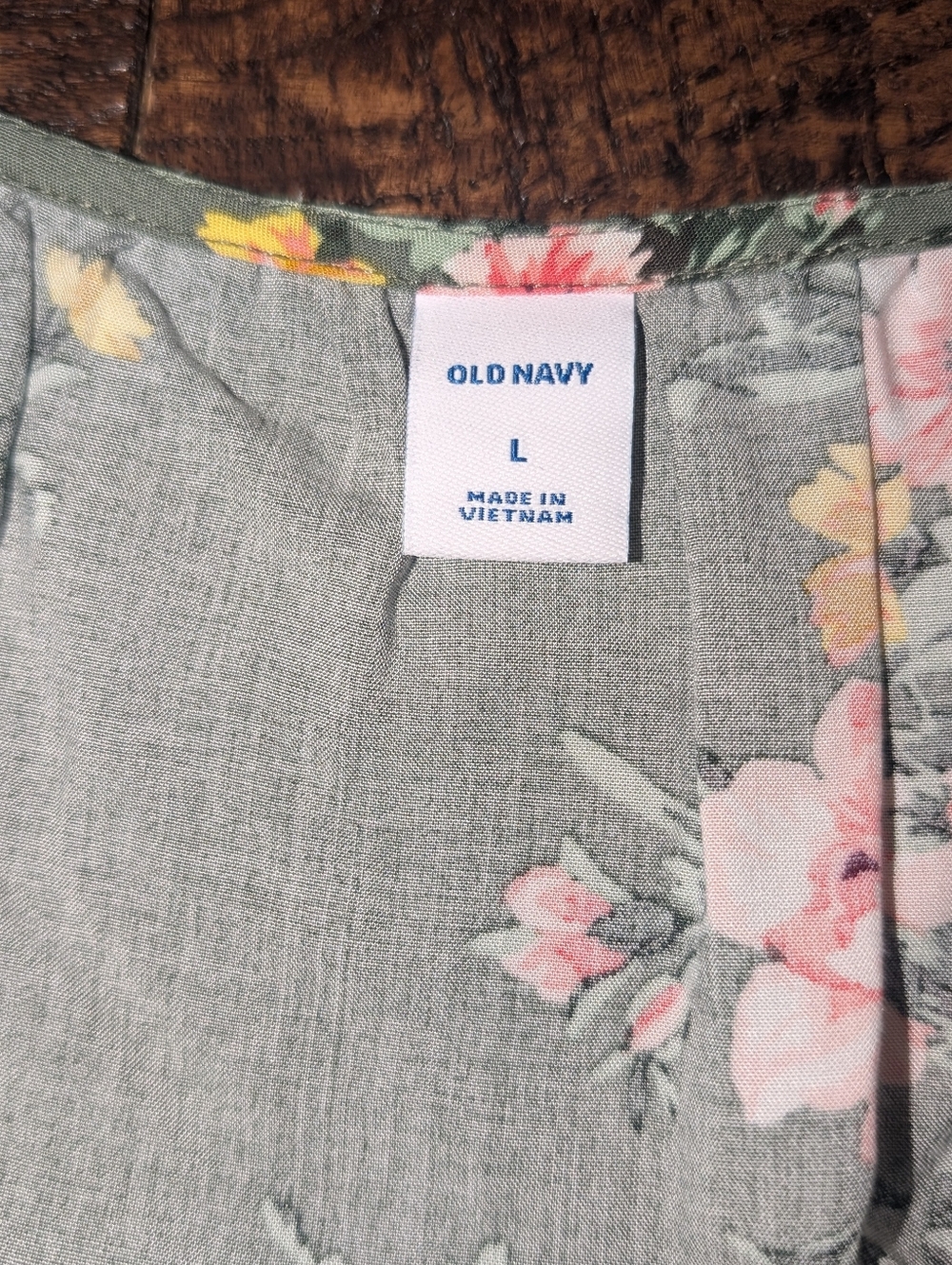 NWT Old Navy Mid Length Dress Green Floral Print V Neckline - Picture 6 of 9
